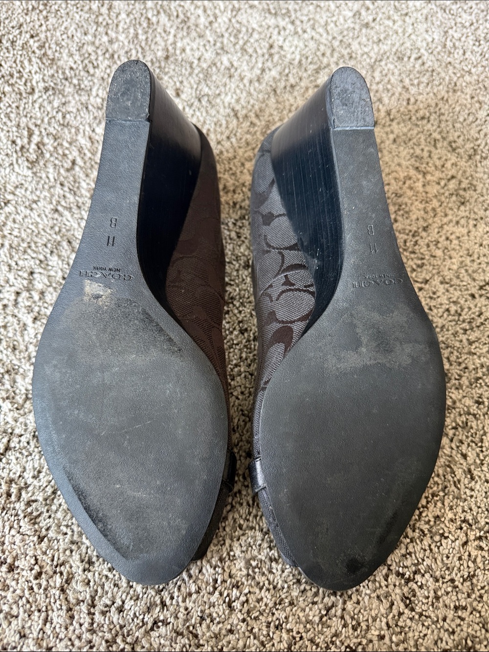 Coach Black Peep-Toe Heels with Silver Toe Caps - Picture 7 of 7
